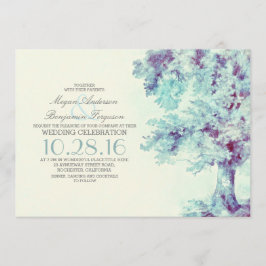 Tree Dusty Blue Wedding Invitation Kaart