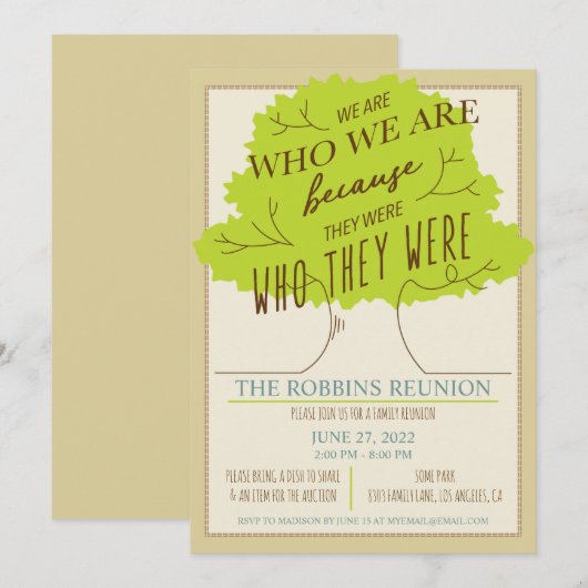 Tree Family Tree Family Reunion Uitnodiging (Voorkant / Achterkant)