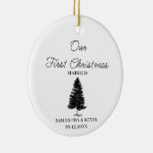 Tree First Christmas trouwde met Mr en Mrs Wedding Keramisch Ornament (Rechts)
