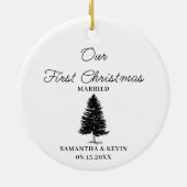 Tree First Christmas trouwde met Mr en Mrs Wedding Keramisch Ornament (Achterkant)