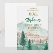 Tree Forest Mountain 60e verjaardag Uitnodigingen (Voorkant / Achterkant)