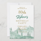 Tree Forest Mountain 80e verjaardag uitnodigingen (Voorkant)