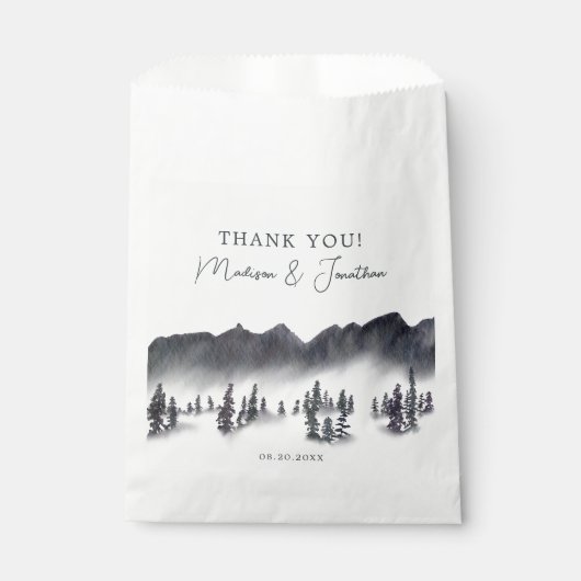 Tree Forest Mountain Black & White Bedankt Bedankzakje (Voorkant)
