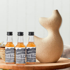 Tree Forest Mountain Black & White Dank u Mini Likeurfles Etiket