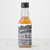 Tree Forest Mountain Black & White Dank u Mini Likeurfles Etiket (Voorkant)