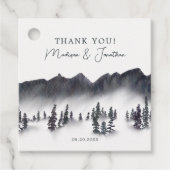Tree Forest Mountain Lakeside bruiloft dank u Bedankjes Labels (Voorkant)