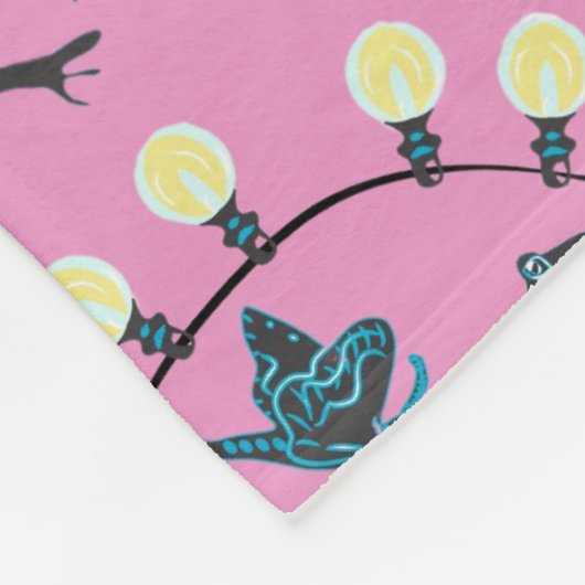 Tree Frog Cafe Pink Fleece Deken (Hoek)