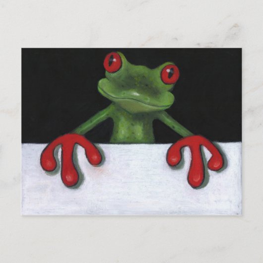 TREE FROG HOLDING SIGN: JE SPEELT FORMULERING BRIEFKAART (Voorkant)