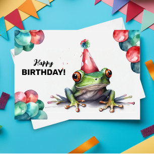 Tree Frog Schattige Tropische amfibie Happy Birthd Kaart
