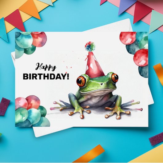Tree Frog Schattige Tropische amfibie Happy Birthd Kaart