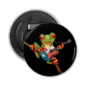 Tree Frog Speel Texas Flag Guitar Black Button Flesopener (Voorkant)