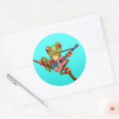 Tree Frog Spelen Amerikaanse vlag gitaar blauw Ronde Sticker (Envelop)