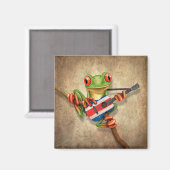 Tree Frog spelen Costa Rica vlag gitaar Magneet (Voorkant / Achterkant)