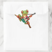 Tree Frog Spelen Mexicaanse vlag gitaar Wit Ronde Sticker (Tas)