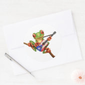 Tree Frog Spelen Puerto Rico Vlag Gitaar Wit Ronde Sticker (Envelop)