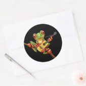Tree Frog Spelen Spaanse vlag gitaar Zwart Ronde Sticker (Envelop)