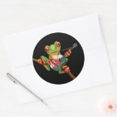 Tree Frog spelen Welsh vlag gitaar zwart Ronde Sticker (Envelop)