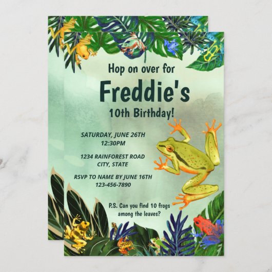 Tree Frog verjaardagsuitnodiging Kaart (Voorkant / Achterkant)