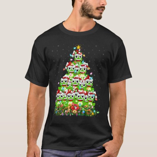 Tree Frog  Xmas Lights Santa Tree Frog Christmas T T-shirt (Voorkant)
