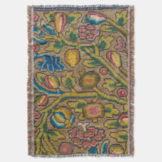 Tree fruits vintage woven jacquard blanket deken