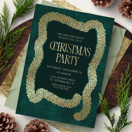 Tree Garland Christmas Party Invitation Kaart