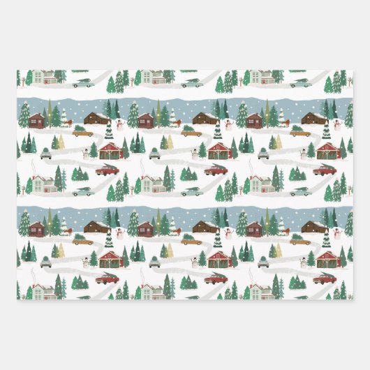 Tree Getting Day Holiday Wrap (3 vellen) Inpakpapier Vel (Voorkant)