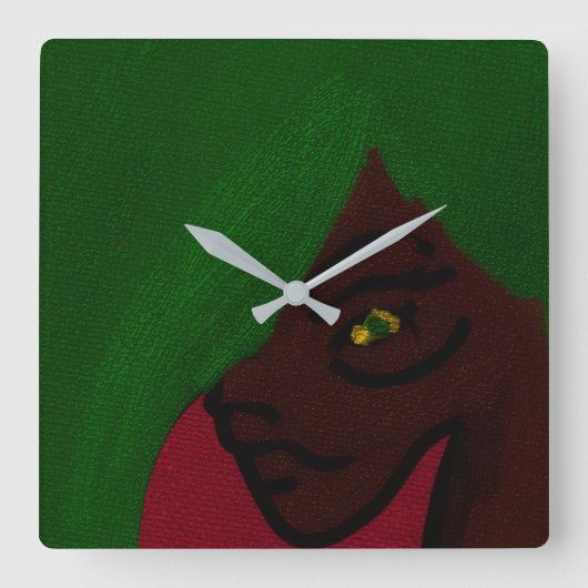 Tree Goddess Vierkante Klok (Voorkant)