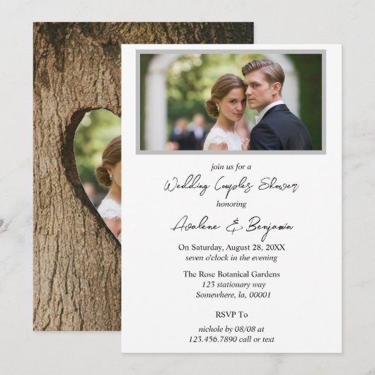 Tree Heart Gradient Foto Trouwkoppels Douche Kaart (Voorkant / Achterkant)