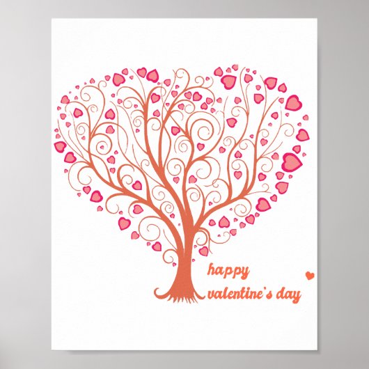 Tree Heart Happy Valentine Day Poster (Voorkant)