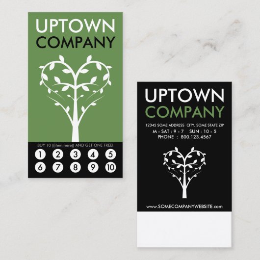 Tree Heart Loyalty Punch Card (Voorkant / Achterkant)