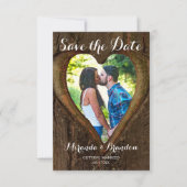 Tree Heart Photo Rustic Wedding Save the Date Kaar (Voorkant)