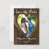 Tree Heart Photo Rustic Wedding Save the Date Kaar (Voorkant)