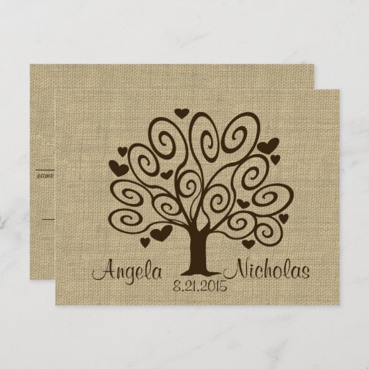 Tree Hearts Wedding Response Kaart (Voorkant / Achterkant)