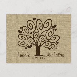 Tree Hearts Wedding Response Kaart