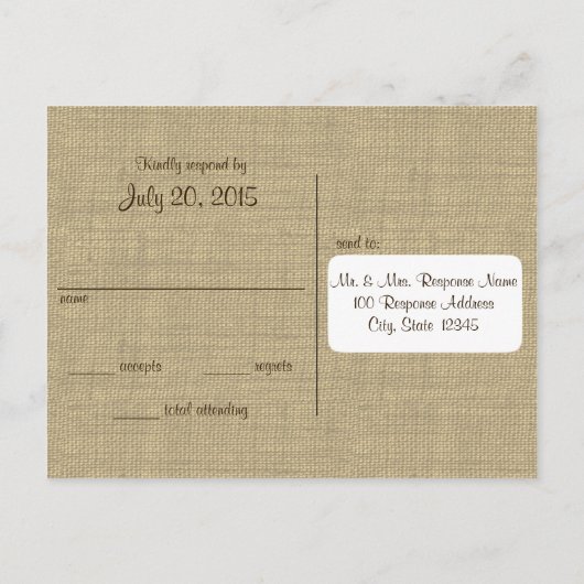 Tree Hearts Wedding Response Kaart (Achterkant)