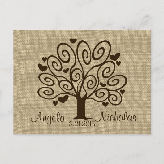 Tree Hearts Wedding Response Kaart (Voorkant)