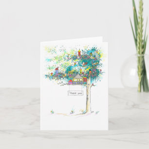 "Tree Houses" Custom Thank You Note Card Bedankkaart