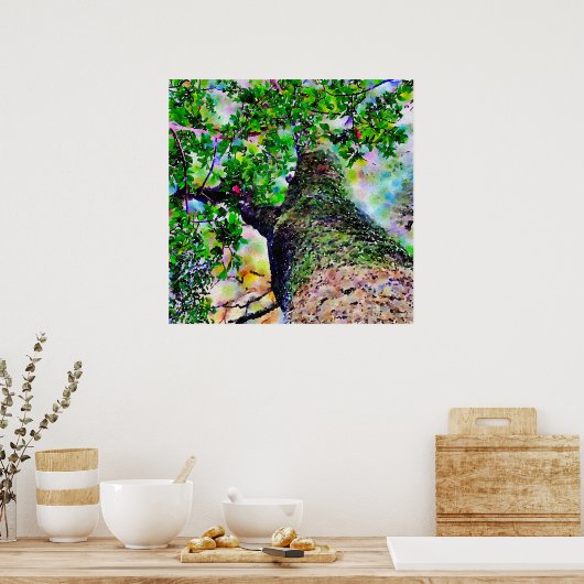 "Tree Hug" Poster voor kleurrijke Waterverf (Keuken)