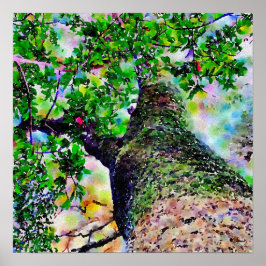 "Tree Hug" Poster voor kleurrijke Waterverf
