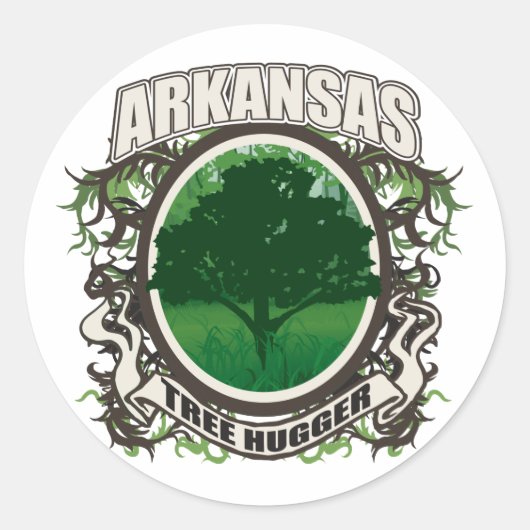 Tree Hugger Arkansas Ronde Sticker (Voorkant)