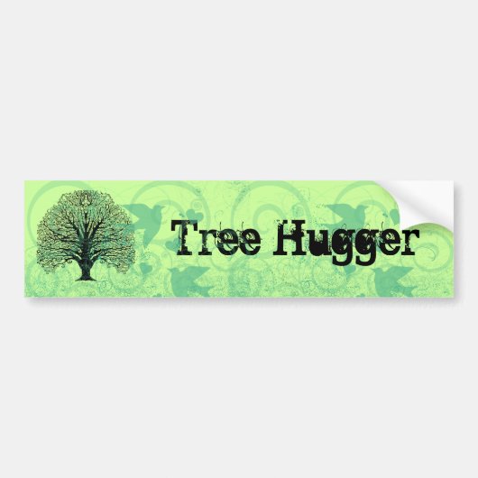 Tree Hugger Bumpersticker (Voorkant)