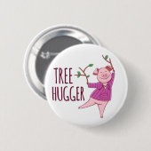 Tree Hugger Cute Hippy Pig Badge Ronde Button 5,7 Cm (Voorkant /achterkant)