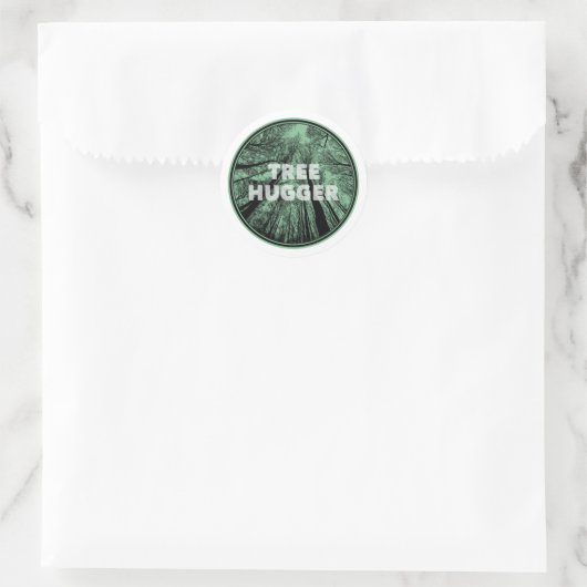 Tree Hugger Green Ronde Sticker (Tas)
