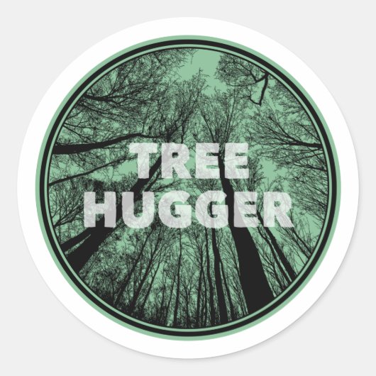 Tree Hugger Green Ronde Sticker (Voorkant)