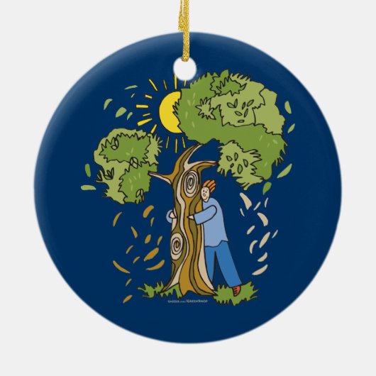 Tree Hugger Keramisch Ornament (Achterkant)