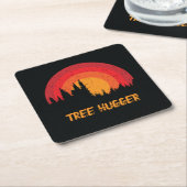 Tree Hugger retro gestresste milieuactivist Kartonnen Onderzetters (Schuin)