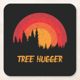 Tree Hugger retro gestresste milieuactivist Kartonnen Onderzetters