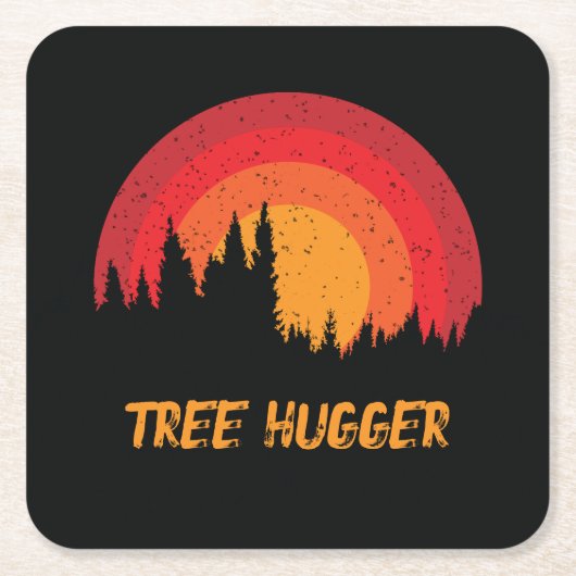 Tree Hugger retro gestresste milieuactivist Kartonnen Onderzetters (Voorkant)