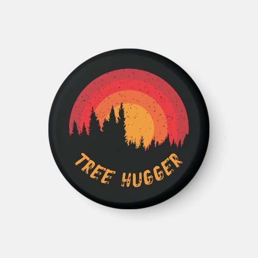 Tree Hugger retro gestresste milieuactivist Magneet (Voorkant)