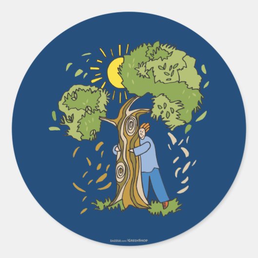 Tree Hugger Ronde Sticker (Voorkant)